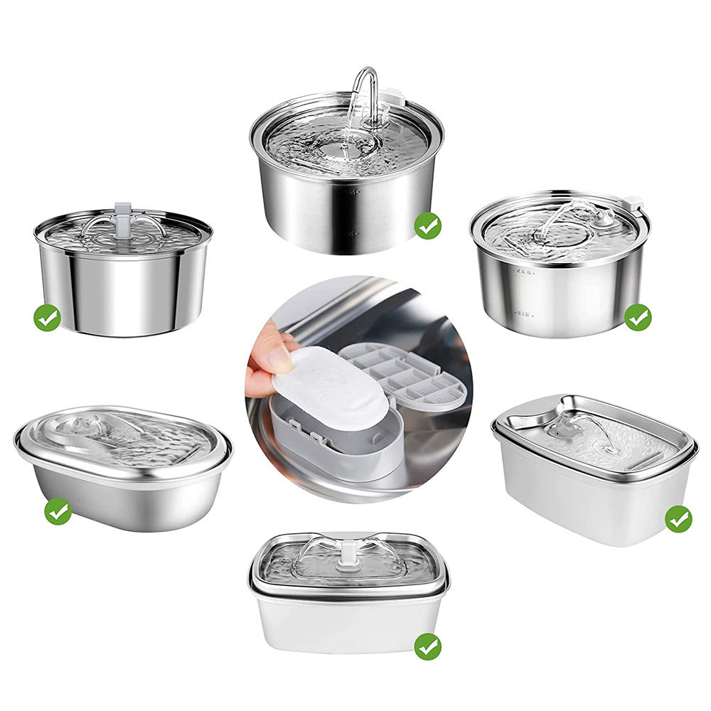 2.99inch Bamboo Activated Carbon Oval Cartridge Pet Water Fountain Compatible Stainless Steel Waterproof Portable Dispenser