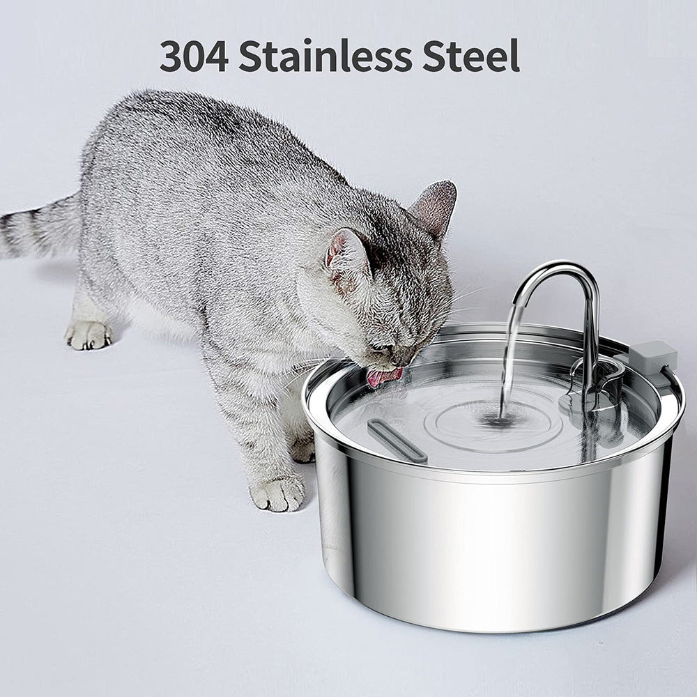 Automatic Modern 304 Stainless Steel 108oz/3.2L Pet Water Fountain Ultra-Quiet Dual Stream for Cats & Dogs