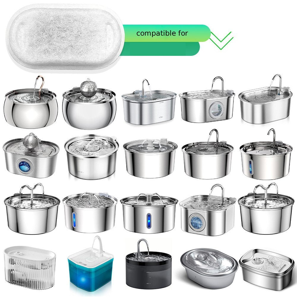 2.99inch Bamboo Activated Carbon Oval Cartridge Pet Water Fountain Compatible Stainless Steel Waterproof Portable Dispenser