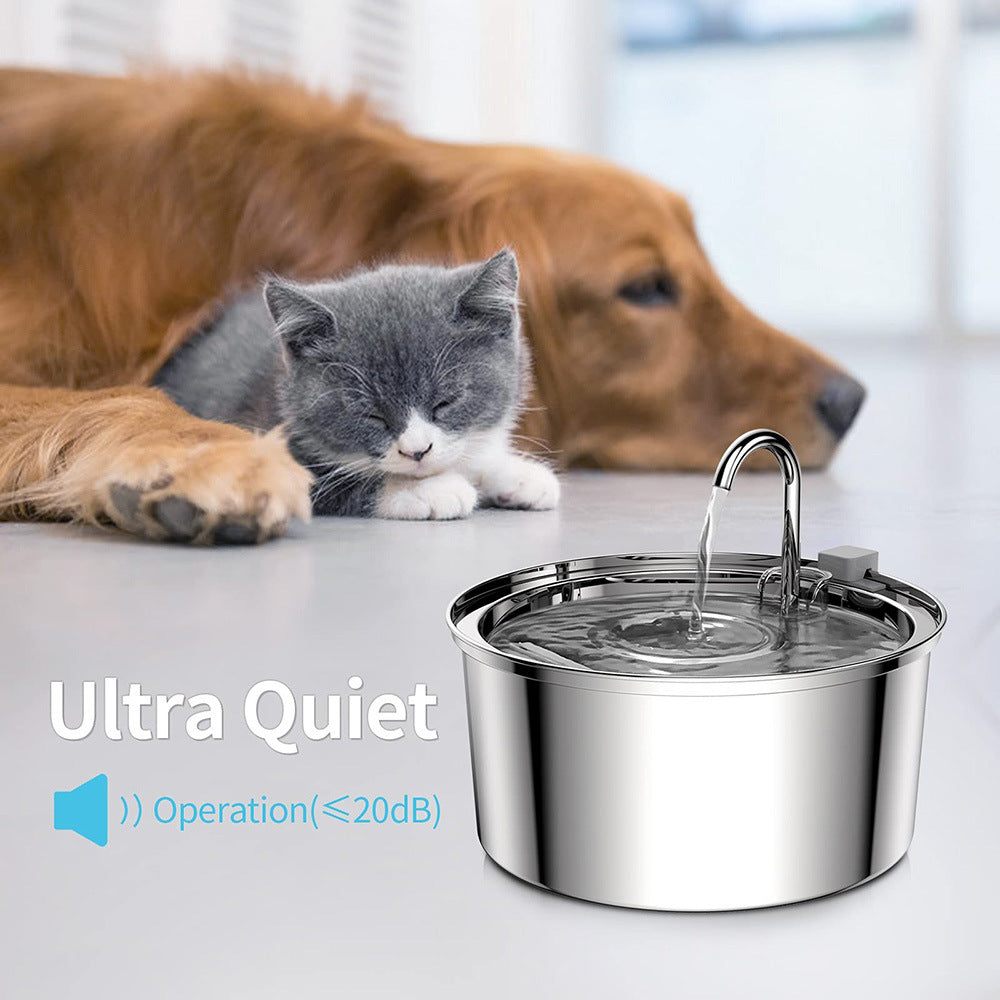 Automatic Modern 304 Stainless Steel 108oz/3.2L Pet Water Fountain Ultra-Quiet Dual Stream for Cats & Dogs