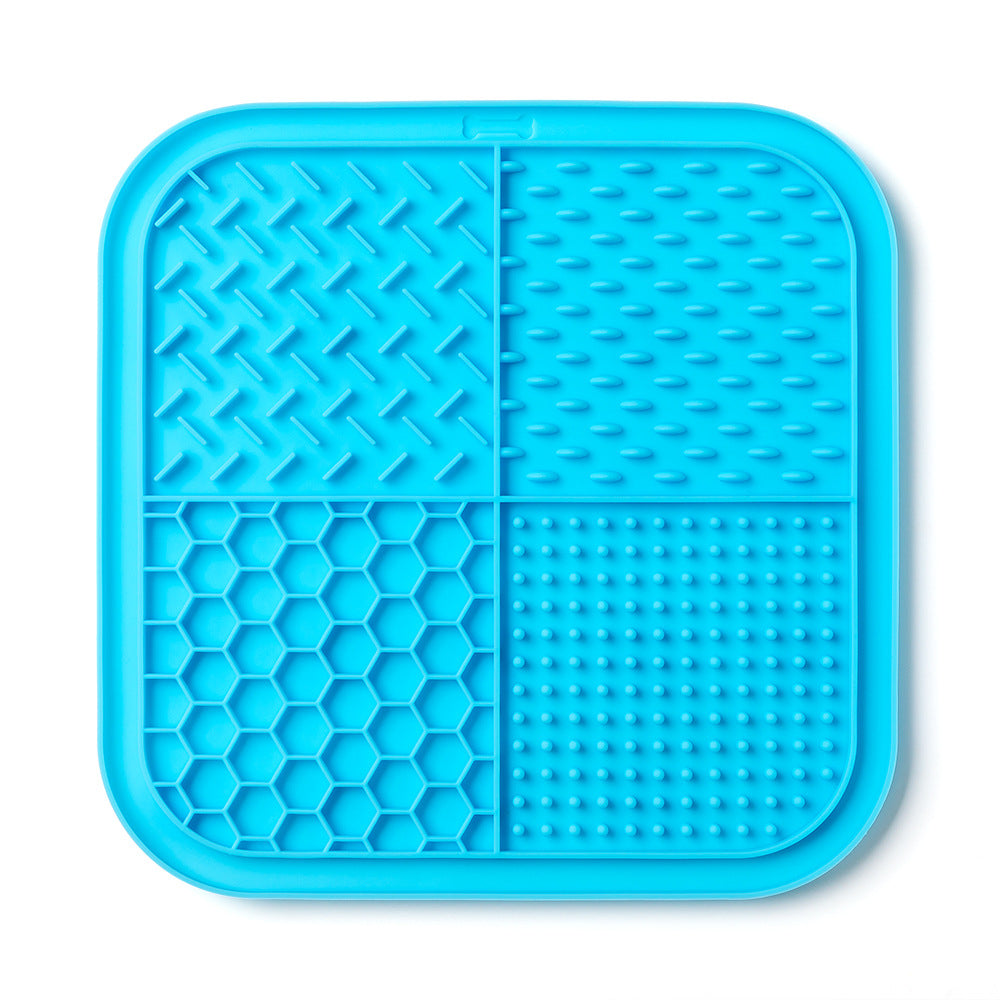 Blue silicone dog lick mat with suction cups – slow feeder lick mat for dogs and cats