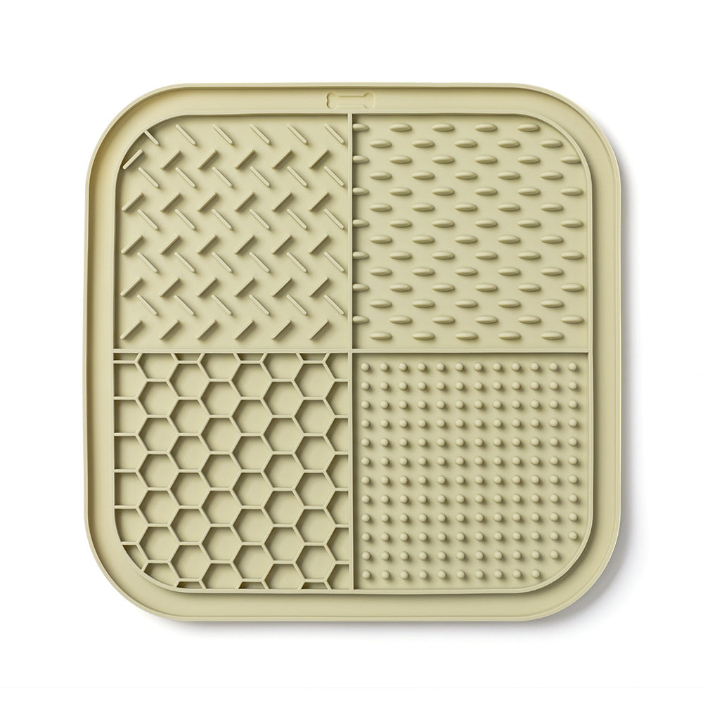 Brown silicone dog lick mat with suction cups – slow feeder lick mat for dogs and cats