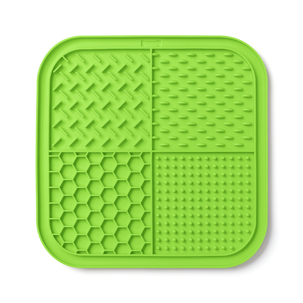 Green silicone dog lick mat with suction cups – slow feeder lick mat for dogs and cats