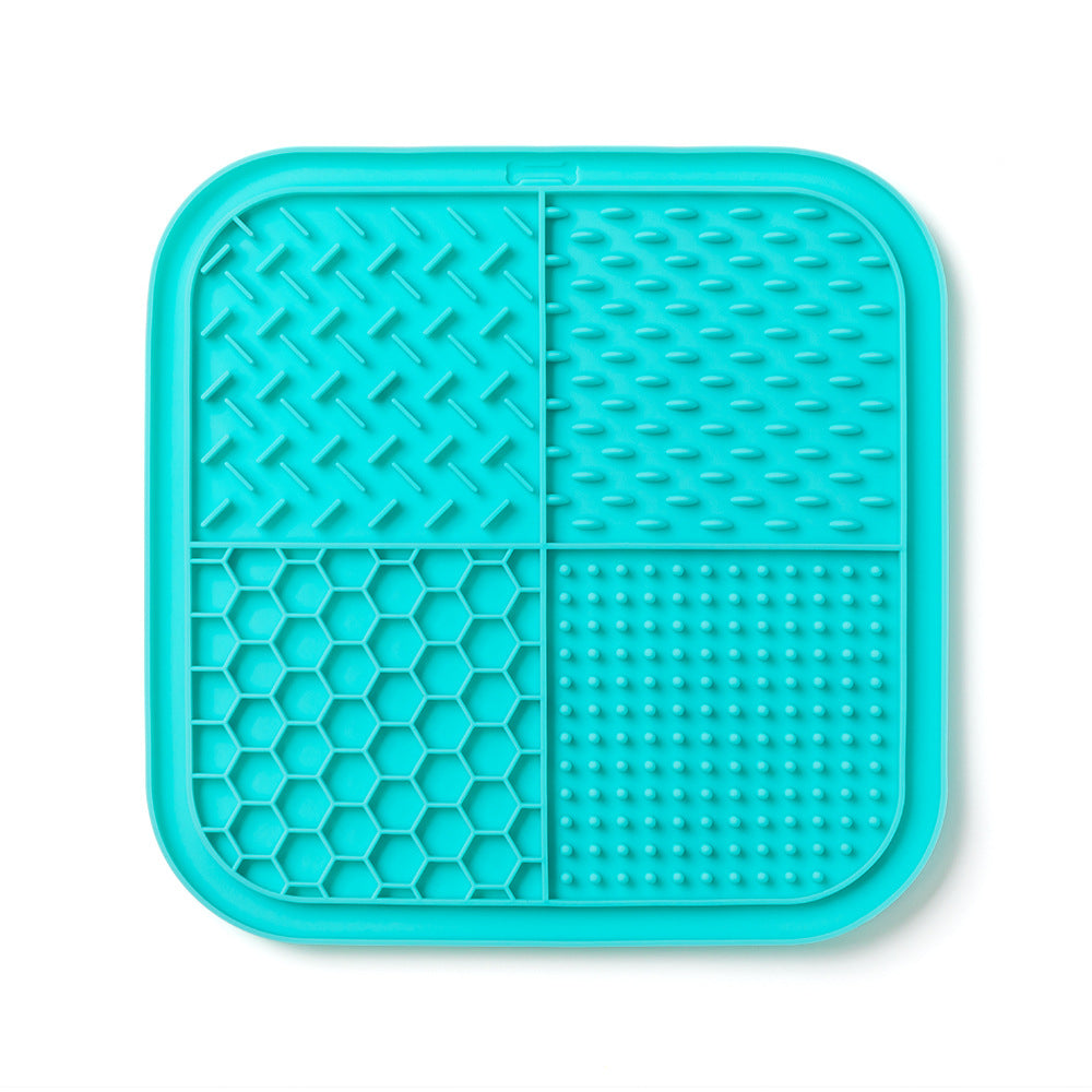 Lake blue silicone dog lick mat with suction cups – slow feeder lick mat for dogs and cats