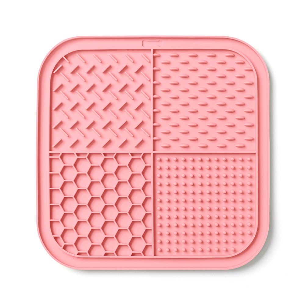 Pink silicone dog lick mat with suction cups – slow feeder lick mat for dogs and cats