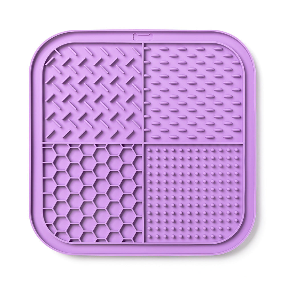Purple silicone dog lick mat with suction cups – slow feeder lick mat for dogs and cats