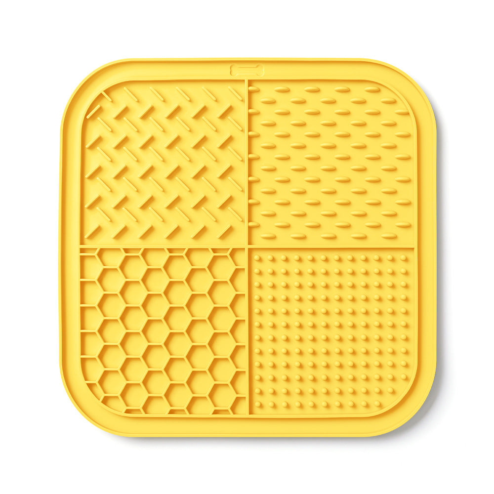 Yellow silicone dog lick mat with suction cups – slow feeder lick mat for dogs and cats